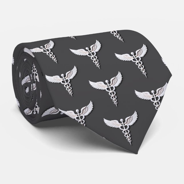 Ren vit detaljerad Caduceus Medical Anthracite Slips (Rullad)