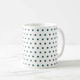 Ren vit Mörk grönt Polka dots, enkel minimal Kaffemugg