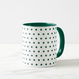 Ren vit Mörk grönt Polka dots, enkel minimal Mugg