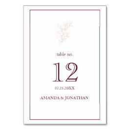 Ren vit och Rosa enkel Löv | Modern Bröllop Bordsnummer