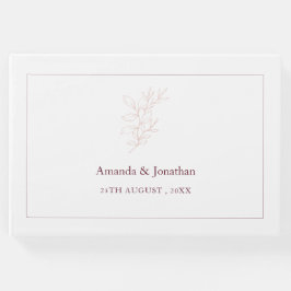 Ren vit och Rosa enkel Löv | Modern Bröllop Gästböcker