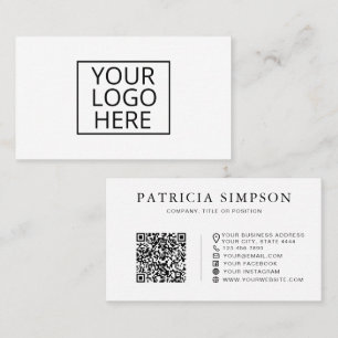 Ren Vit Svart Logo QR-kod Corporate Minimal Visitkort