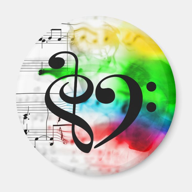 Rena Bass Clef Heart Watercolor Lakan Music Magnet (Framsidan)