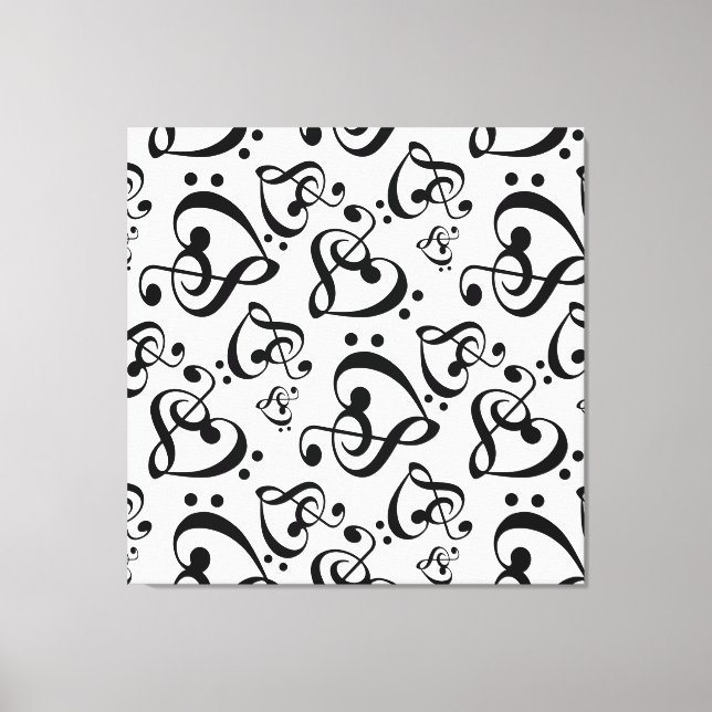 Rena Bass Clef Hearts Music Wall Art Canvas (Framsida)