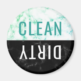 Rena Dirty Dishwasher Aqua Black Marble Round Magnet