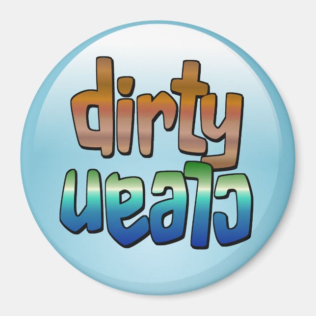 Rena Dirty Dishwasher Magnet Brown Blue Round (Framsidan)