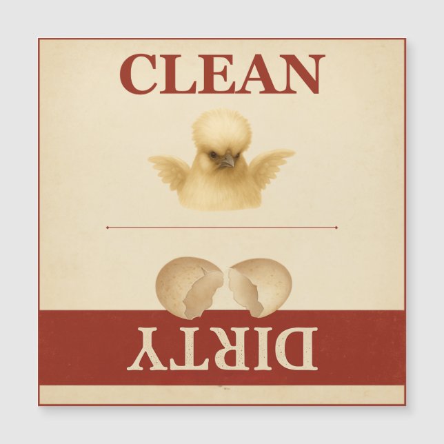 Rena Dirty Silkie Chicken Dishwasher Magnet Card (Framsida)