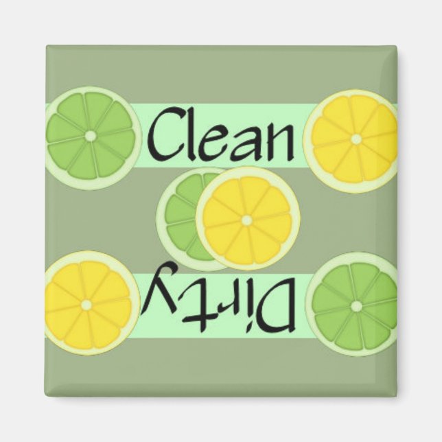 Rena eller smutsiga Limes och Lemons Dishwasher Ma Magnet (Framsidan)