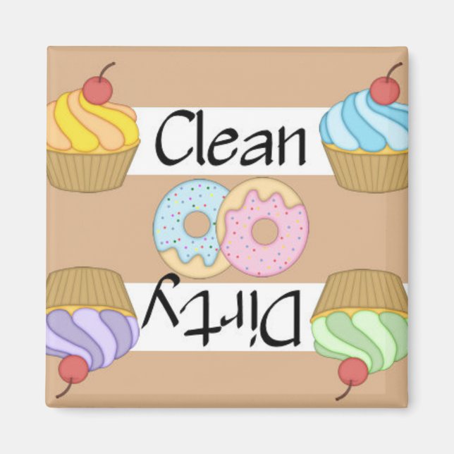 Rena eller smutsiga Muffinsar Dishwasher Magnet (Framsidan)