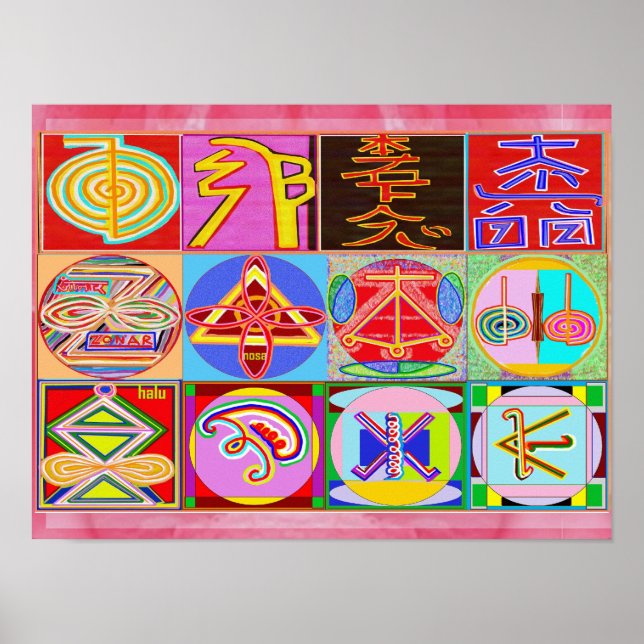 Rena REIKI-lagningskonst - 12 symboler Poster (Framsidan)