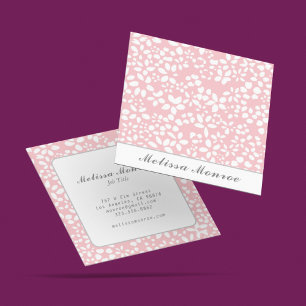 Rena Rosa Flowers Feminine Cute Script Fyrkantigt Visitkort