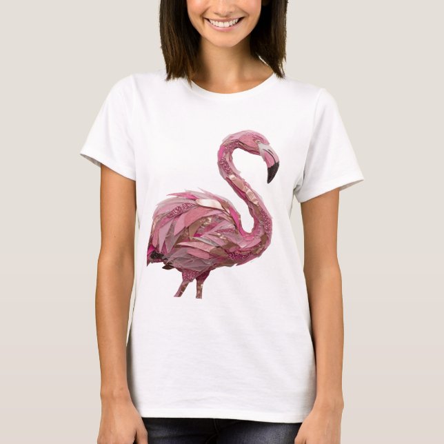 Rena Silver Rosa Flamingo Deklarationsdesign T Shirt (Framsida)