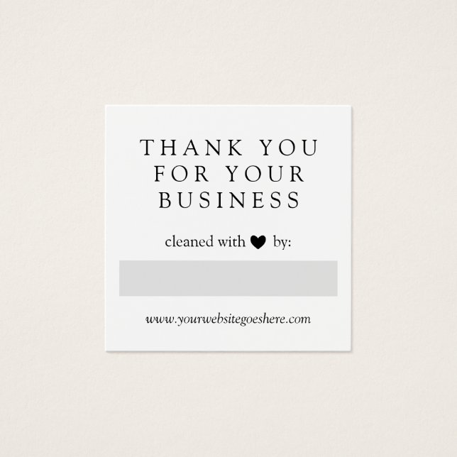 Renad med Kärlek Grått Heart Tack Business Fyrkantigt Visitkort (Framsida)