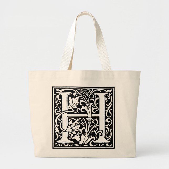 Renaissance Alphabet Brev H på Tote Bag Jumbo Tygkasse (Framsidan)