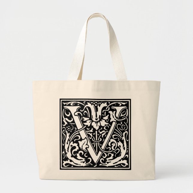 Renaissance Alphabet Brev V Totebag Jumbo Tygkasse (Framsidan)