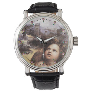 RENAISSANCE ANGEL IN LANDSCAPE,Rosa Gemstones Armbandsur
