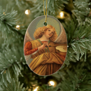Renaissance Angel Plutning Violin Melozzo da Forli Julgransprydnad Keramik