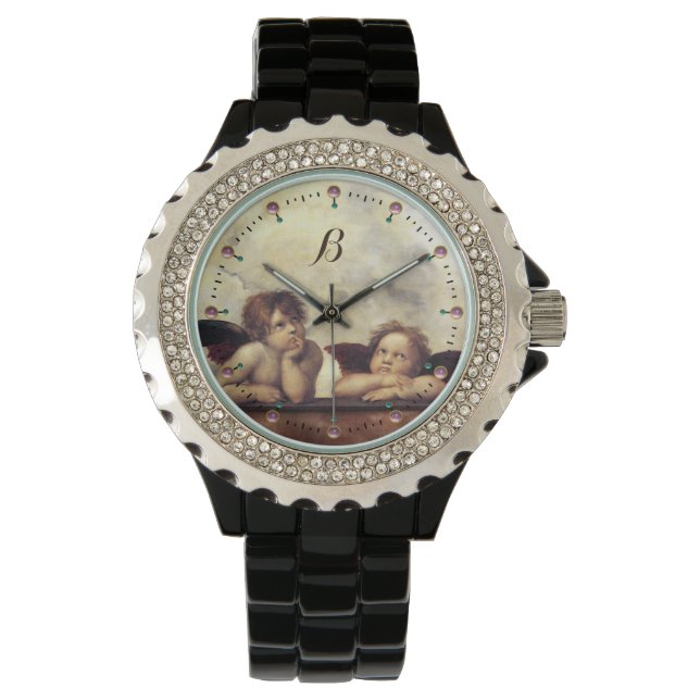 RENAISSANCE ÄNGLAR /Winged Cherubs Monogram Armbandsur (Framsida)