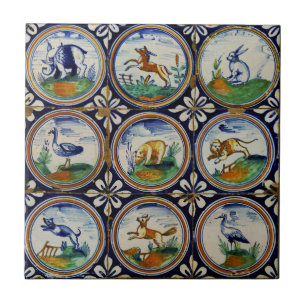 Renaissance Animals Netherlands Earthenware Kakelplatta