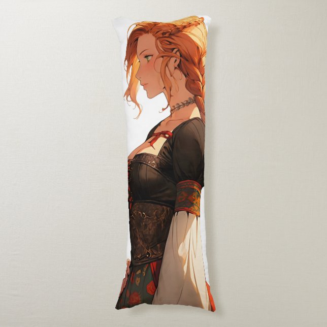 Renaissance Anime Woman Kroppskudde (Framsidan Vertikal)