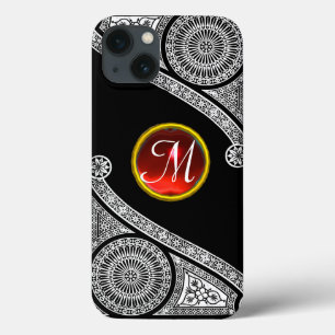 RENAISSANCE ARCHITECT Black White Red Gem Monogram
