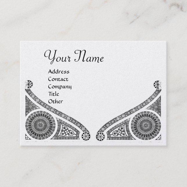 RENAISSANCE ARCHITECT MONOGRAM Black White Pearl Visitkort (Framsida)