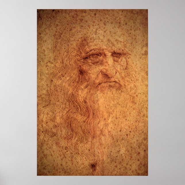 Renaissance Art Självporträtt av Leonardo da Vinci Poster (Framsidan)