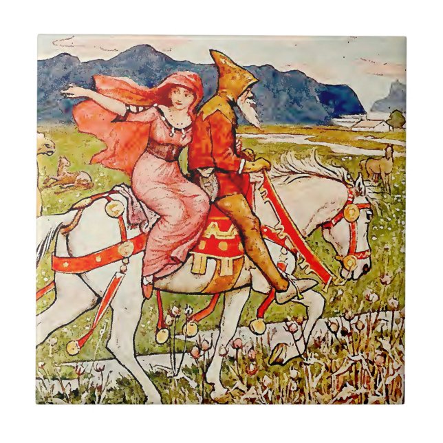 Renaissance av häst och rider kakelplatta (Framsidan)