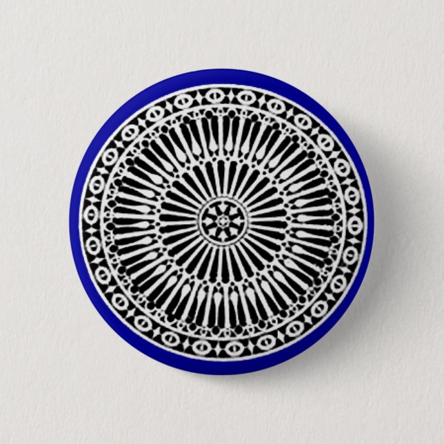RENAISSANCE Black White Blue Architectural Decor Knapp (Framsida)