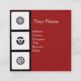 RENAISSANCE Black White Red Geometric Blommigt Fyrkantigt Visitkort