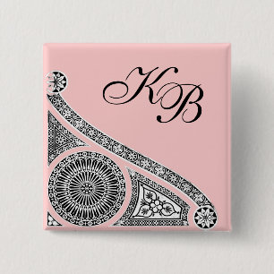 RENAISSANCE Black White Rosa Architecture Monogram Knapp