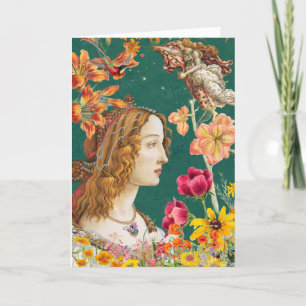 Renaissance Blommigt Dam. Tack Kort