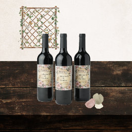 Renaissance Blommigt Ram Bröllop Vin-etiketter Vinflaska Etikett
