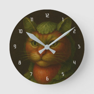 Renaissance Cat Porträtt Rund Klocka
