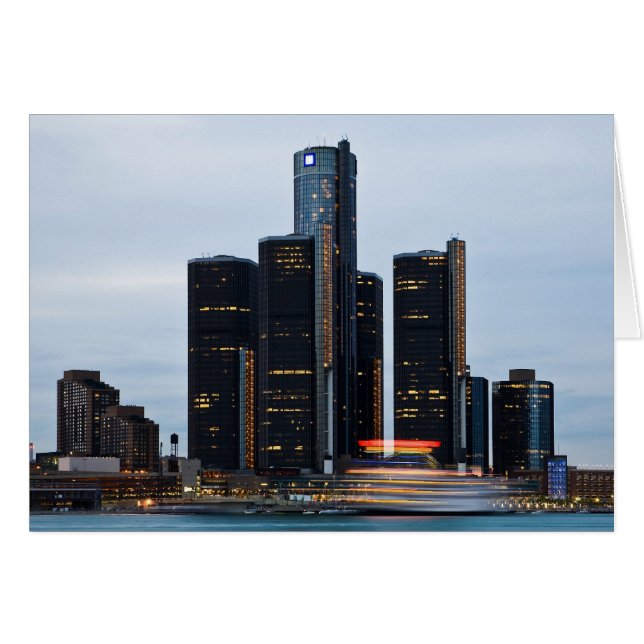 Renaissance Center på Dusk Hälsningskort (Framsidan Horizontal)