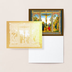 Renaissance Crucifixion of Jesus Gold Foil Folierat Kort