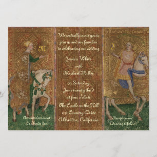 Renaissance Dam och Knight Bröllop med Initialer Inbjudningar