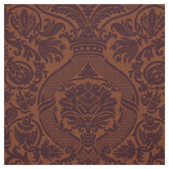 Renaissance Damask - Burgunder på kryddbrun Tyg (Provkarta)