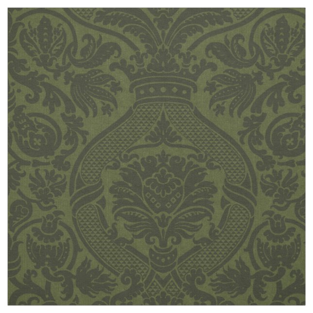 Renaissance Damask - Mörkgrön Tyg (Provkarta)