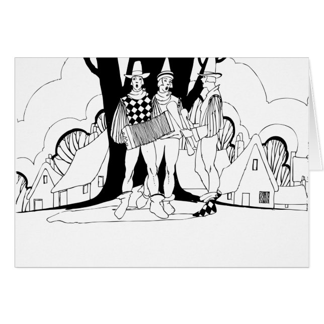 Renaissance Deco Accordion Caroling Hälsningskort (Framsidan Horizontal)