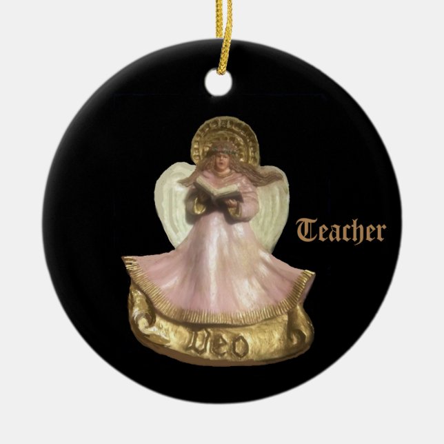 RENAISSANCE DEO-ANGEL FÖR LÄRARE JULGRANSPRYDNAD KERAMIK (Framsidan)