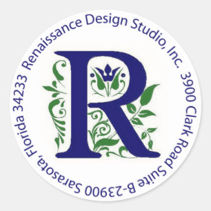 Renaissance Design Studio, Inc.-adressetikett Runt Klistermärke