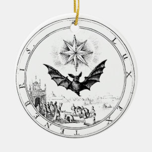 Renaissance Emblem Fladdermus och Candle Julgransprydnad Keramik