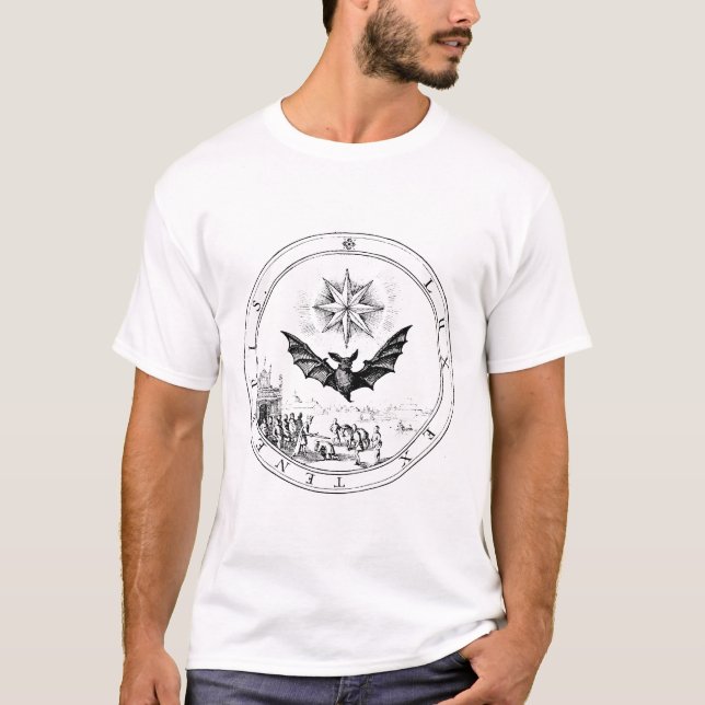 Renaissance Emblem Fladdermus och Candle T Shirt (Framsida)