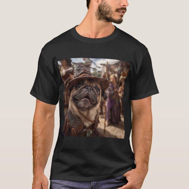 Renaissance Faire Hundar: Pug T Shirt (Framsida)