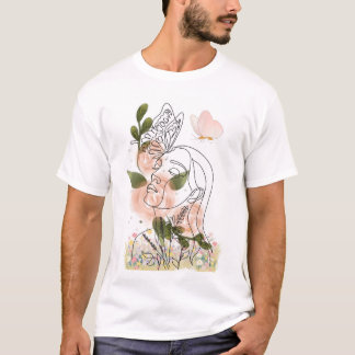 Renaissance florale – visage & papillon t shirt