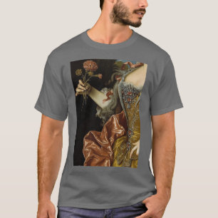 Renaissance för kvinnor med blommor, målning 2 t shirt