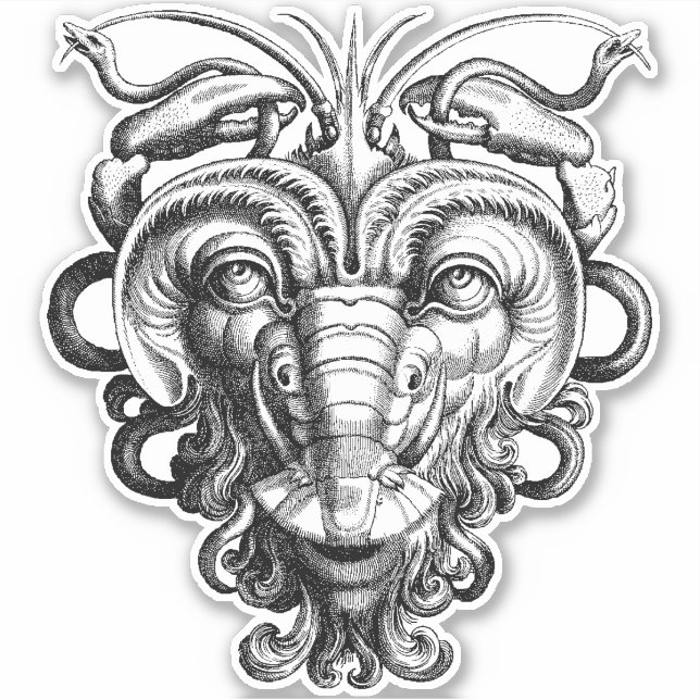 Renaissance Gargoyle Grotesque Lobster Man Klistermärken (Framsida)