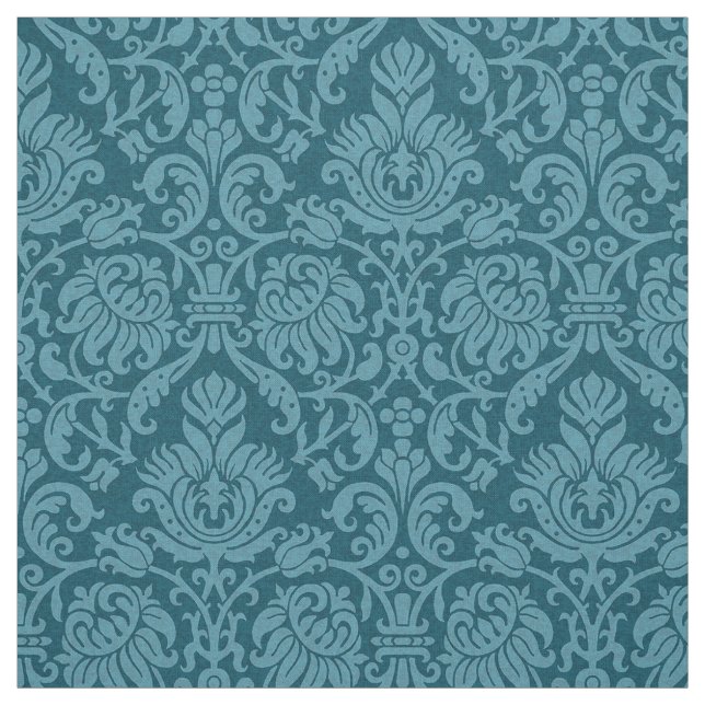 Renaissance Genoese Damask, Peacock Blue Tyg (Provkarta)