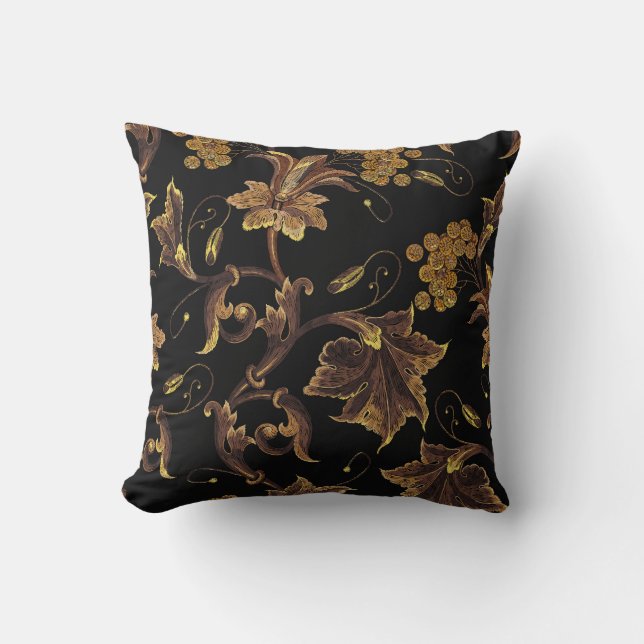 Renaissance Golden Blommigt Embroidery Mönster Kudde (Framsida)